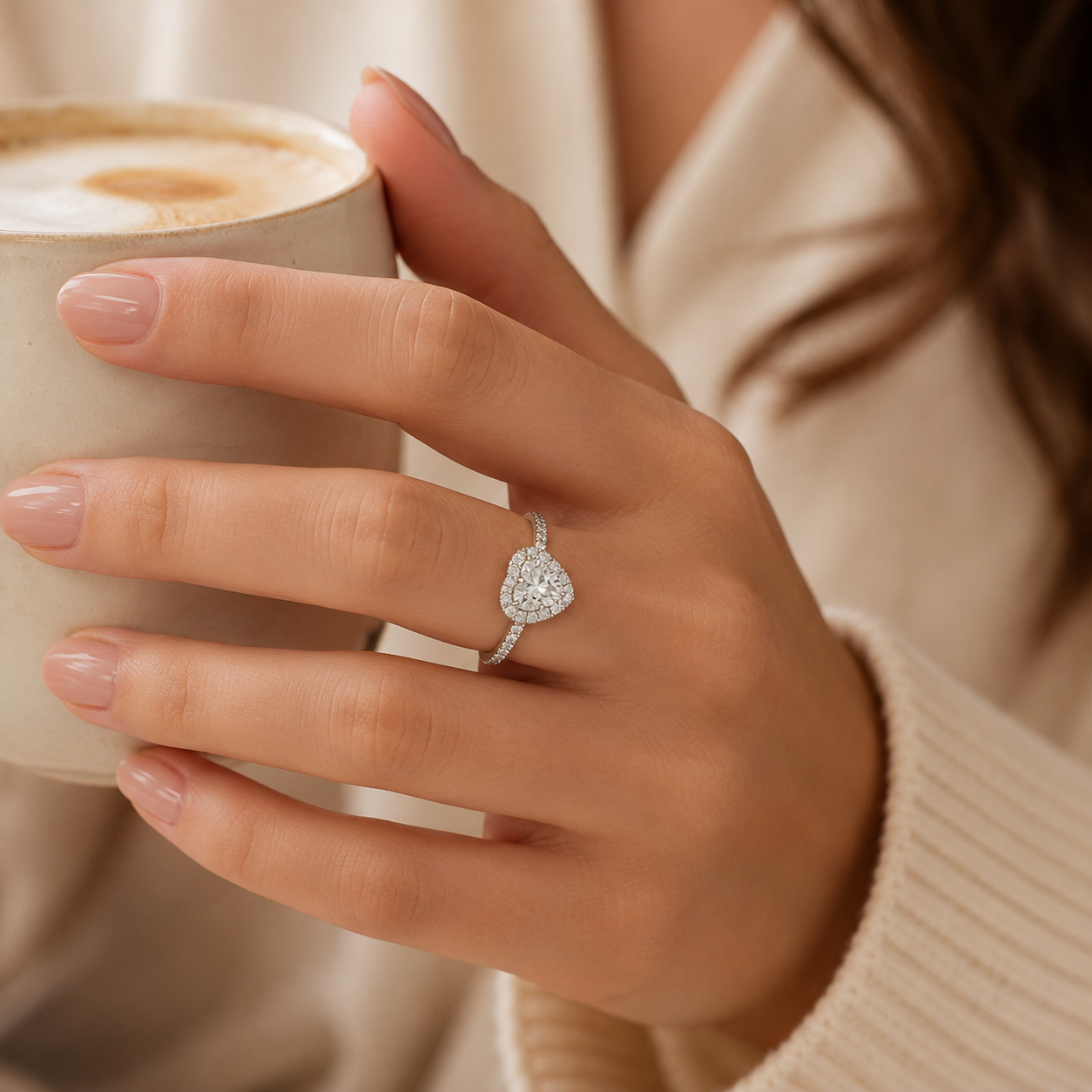 Serene Heart Halo Ring