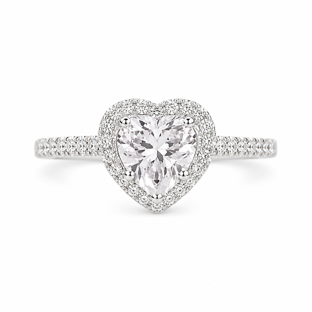 Serene Heart Halo Ring