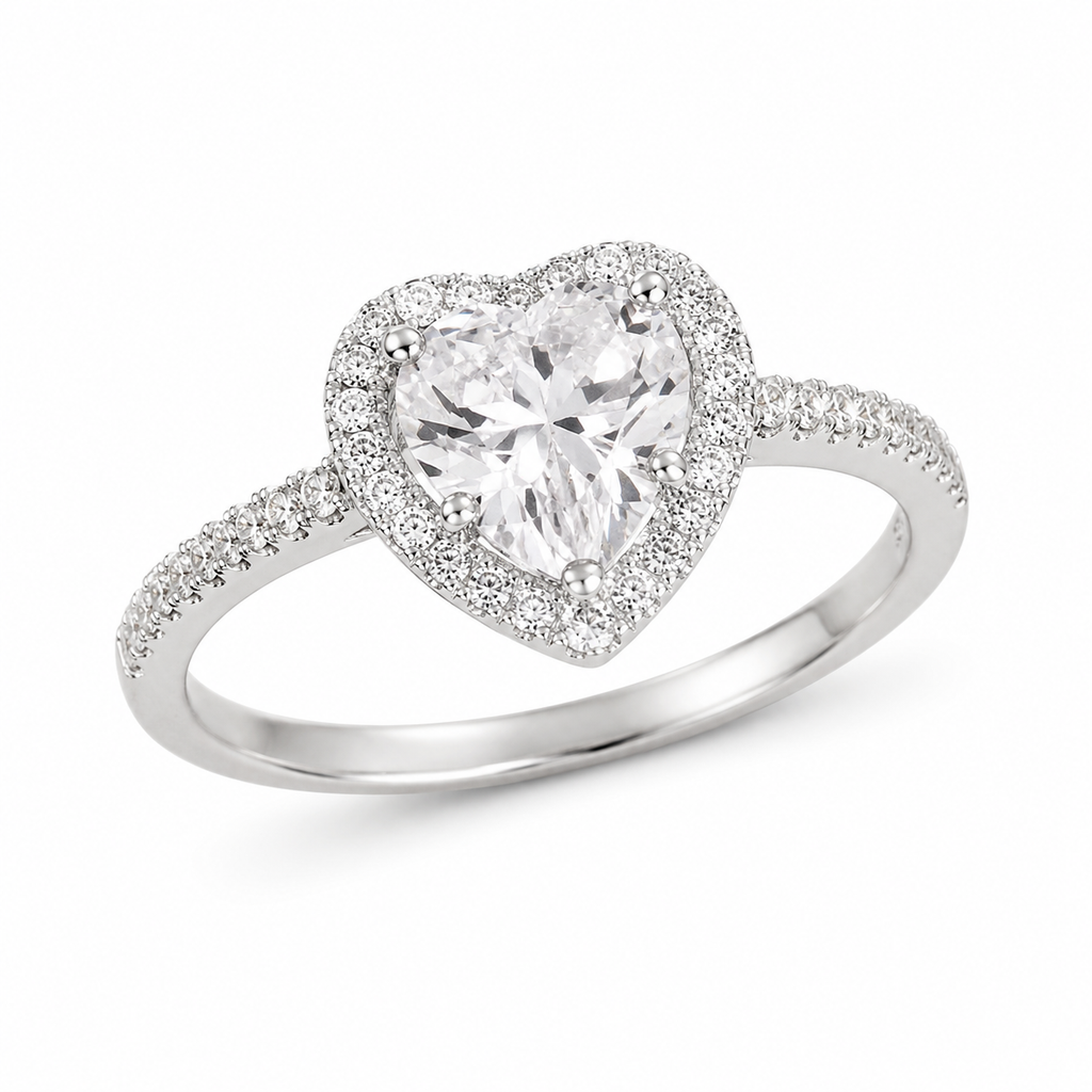 Serene Heart Halo Ring