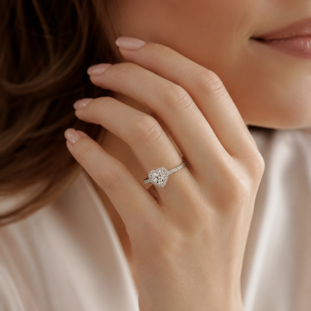Serene Heart Halo Ring