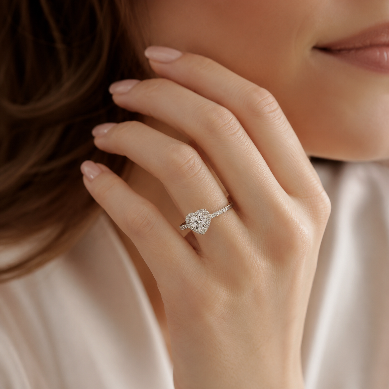 Serene Heart Halo Ring